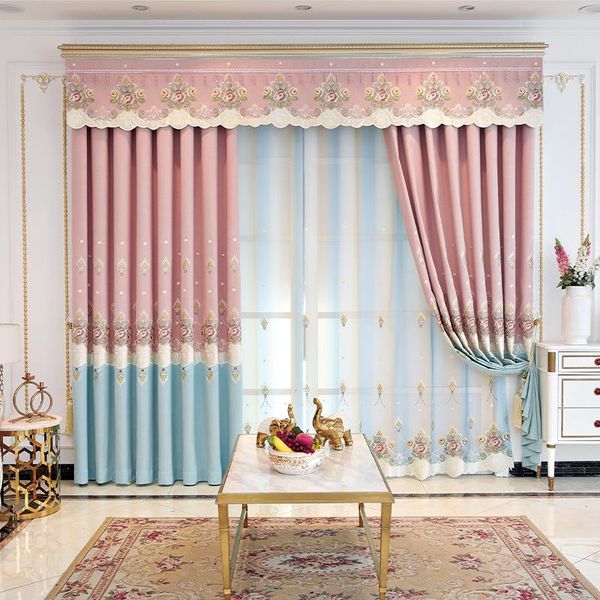 

curtain & drapes modern luxury rose stitching embroidered blackout curtains for and elegant living room bedroom windows