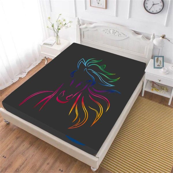 

sheets & sets colorful horse bed sheet simple animal design fitted deep pocket bedding black bedclothes home decor d20