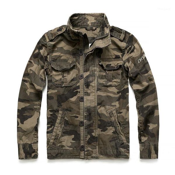 

men's jackets 2021 spring camouflage stand collar army military jacket men tactics coat brand, Black;brown