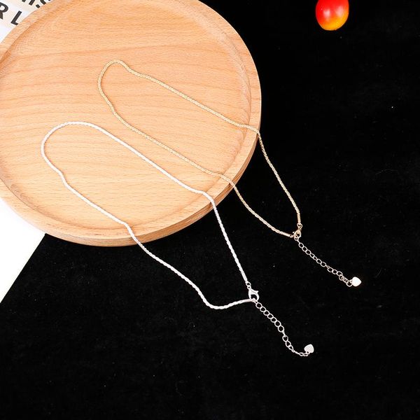 

chains 1pcs gold silver color flat shiny glossy chain necklaces minimalist statement elegant chokers for women jewelry
