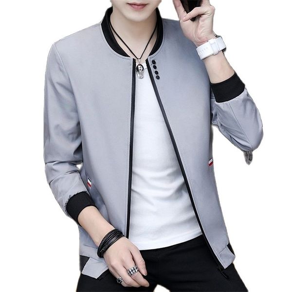 

autumn cotton jacket men slim casual baseball jackets for stand collar with zipper coat homme fashion clothing m-4xl 211217, Black;brown