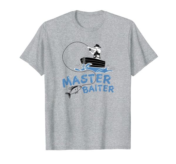 

master baiter fishing hook - funny fisherman gift tee t-shirt, White;black