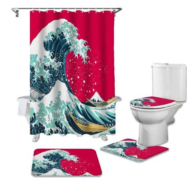 

wave boat waterproof shower curtains set bathroom curtain and rug sets