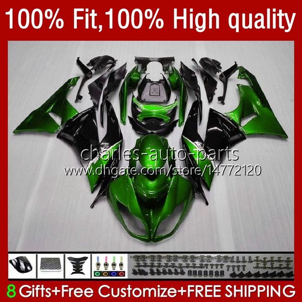 Fairings de injeção para Kawasaki Ninja 600cc ZX 6R 6 R 636 600 CC 2009-2012 13No.0 ZX600 ZX636 ZX6R 09 10 11 12 ZX-636 ZX600C ZX-6R 2009 2012 2012 OEM Bodys Factory Green