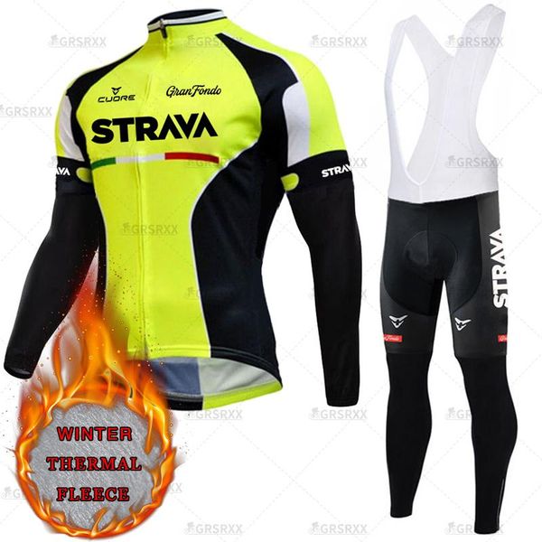 

racing sets strava winter cycling set windproof keep warm bike clothing breathable 5d gel padded tights mountain road bicycle suits for male, Black;blue