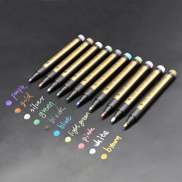 

mzz sta 8151 color metal marker paint note number diy marking painting pens marking penpen diy album black cardboard art marker, Black;red