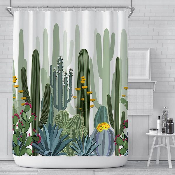 

shower curtains cactus plant printing curtain waterproof polyester toilet supplies decoration