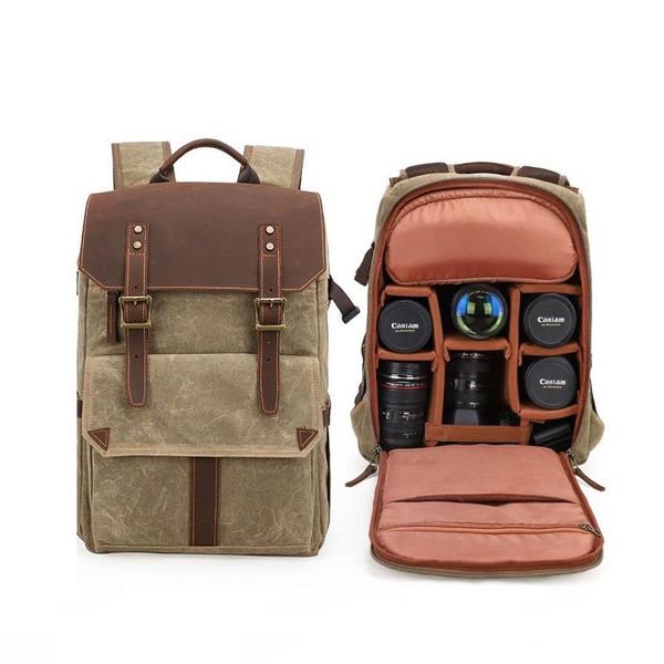 

backpack waxed canvas pography bag waterproof slow men camera