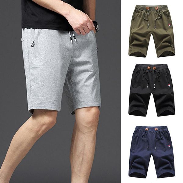 

men's shorts casual comfortable workout drawstring zipper pockets elastic waist, White;black