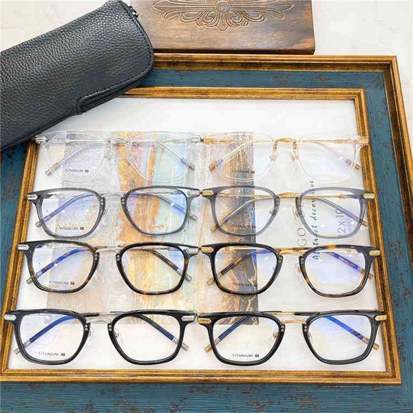 

2022 factory wholesale croson pure titanium eyeglass frame anti blue light star same square mirror, White;black