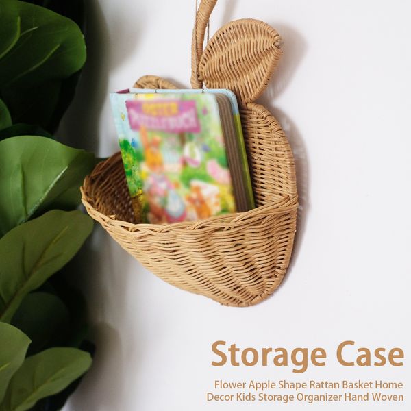 

eco-friendly rattan storage basket hanging clothing kids flower wicker hand woven cute apple shape storage organizer home decor