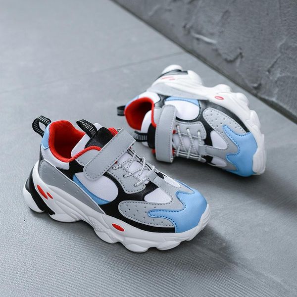 

sneakers children sport shoes fashion chunky kids breathable boys girls anti-slippery baby toddler casual, Black;red