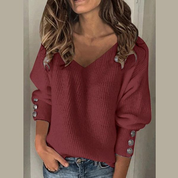 

women's sweaters 2021 winter long sleeve knitted sweater women v-neck jumper for button loose office lady casual pullover, White;black