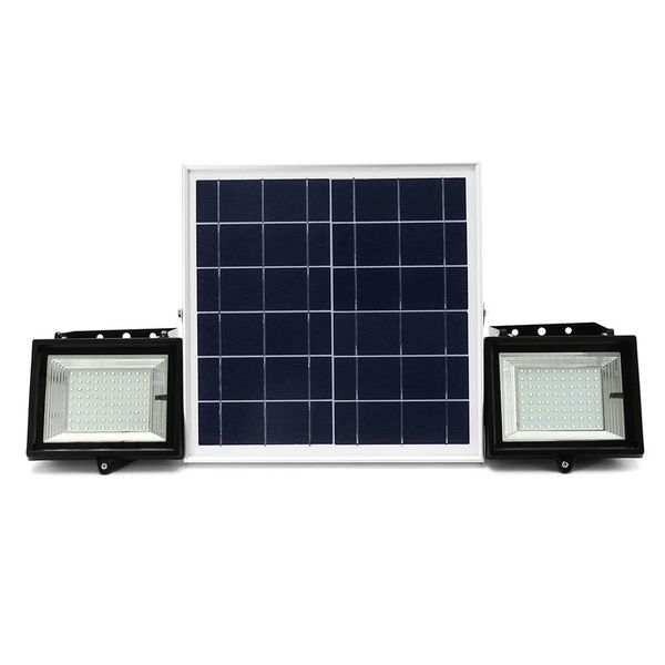 

2pcs remote control 80 led flood light dimmable timer waterproof solar street