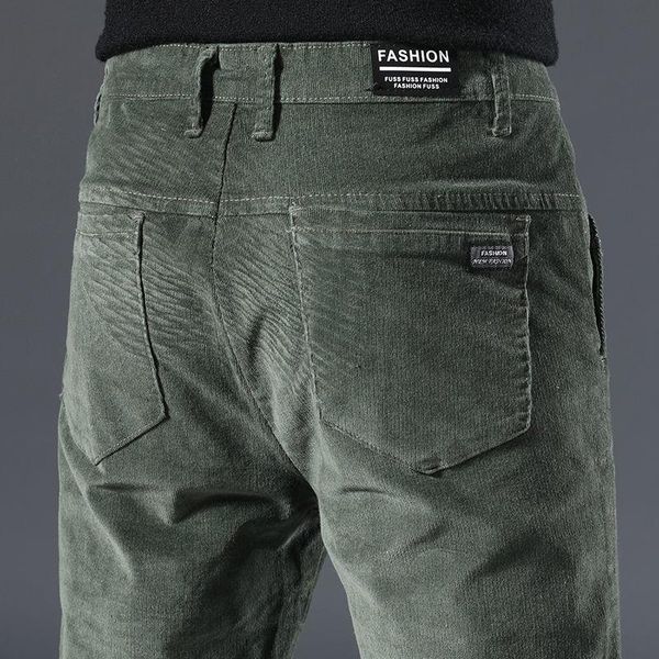 

men's pants 2021 autumn winter corduroy casual business fashion solid color elastic regular fit trousers male e361, Black