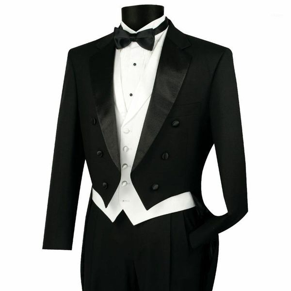 

men's suits & blazers 2022 autumn formal 3-piece black wedding groom tuxedo slim fit long blazer + white vest for coat pant design late, White;black