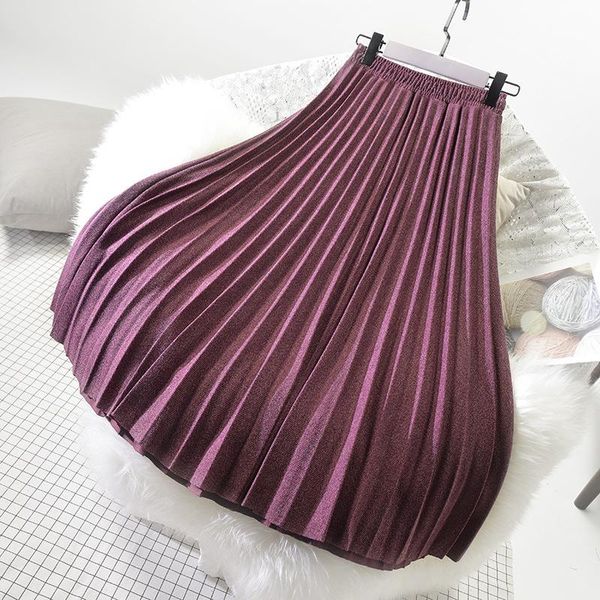 

skirts women woolen high waist a-line long pleated skirt quality faldas jupe femme saia 2021 korean clothes, Black