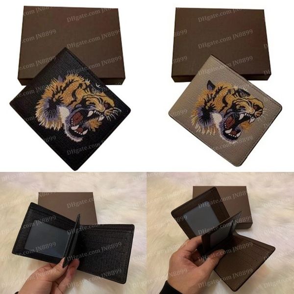 Uomini di alta qualità Portafoglio corto animale in pelle Serpente nero Ape tigre Portafogli Donna Borsa lunga da lavoro Porta carte di credito con confezione regalo JN8899