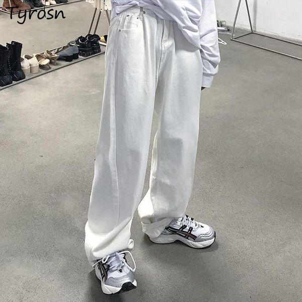 

women's jeans women vintage mopping baggy fashionable simple solid leisure all-match harajuku japan style high street denim trousers, Blue