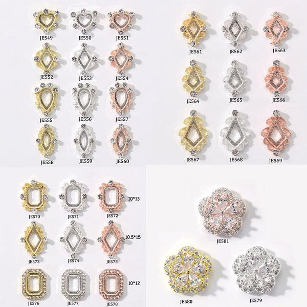 

nail art decorations 50/100pcs luxury flower/love pendant 3d crystal pearl metal manicure accessories diy charms, Silver;gold
