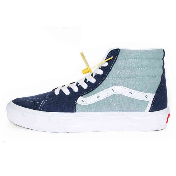 

longvance navy color blocking high canvas shoes korean casual sports men's sk8 hi student board women's fashion