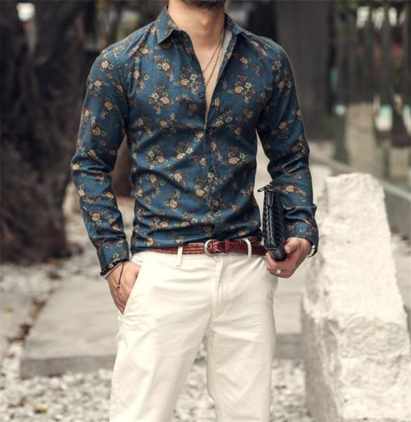 

men's casual shirts shirt vintage 3d printing long sleeve blouse spring fashion trend personality fit turtleneck single-breasted, White;black