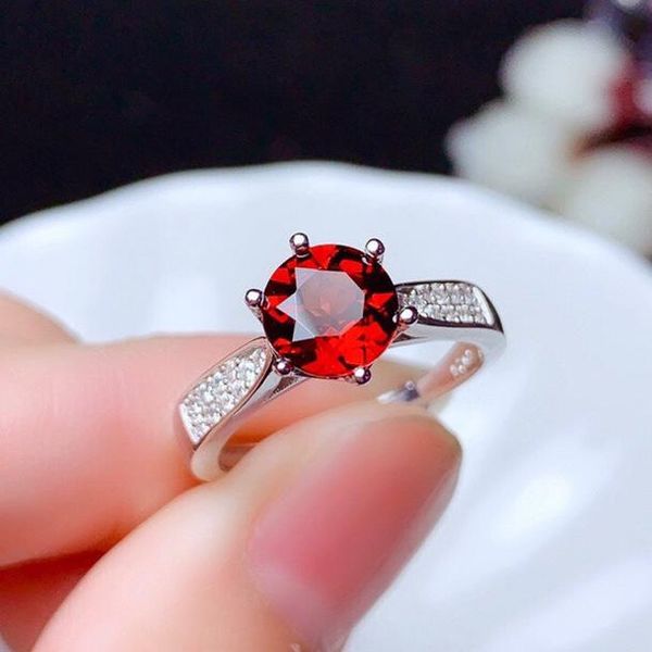 

cluster rings 925 sterling silver vintage ruby diamond for women genuine jewelry wedding anniversary resizable gift wholesale, Golden;silver