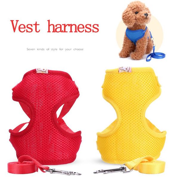 

dog collars & leashes small harness and leash set pet cat vest harnesses mesh padded for puppy dogs chihuahua yorkies pug