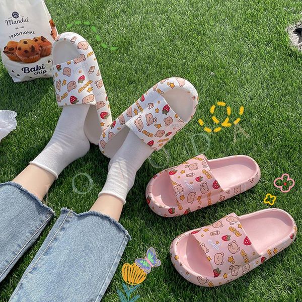

slippers summer women beach sandals woman cartoon slides ladies home flats flip flop female nonslip shoes girls bathroom slip on, Black