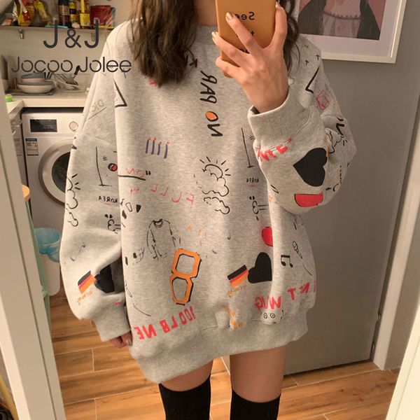 

autumn fashion vintage harajuku hoodies casual hip hop hooded sweatshirts women graffiti print loose leisure hoodies 210518, Black