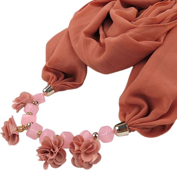 

womens geometric beads necklace flowers pendant wrap chiffon scarf shawl ethnic bandanas