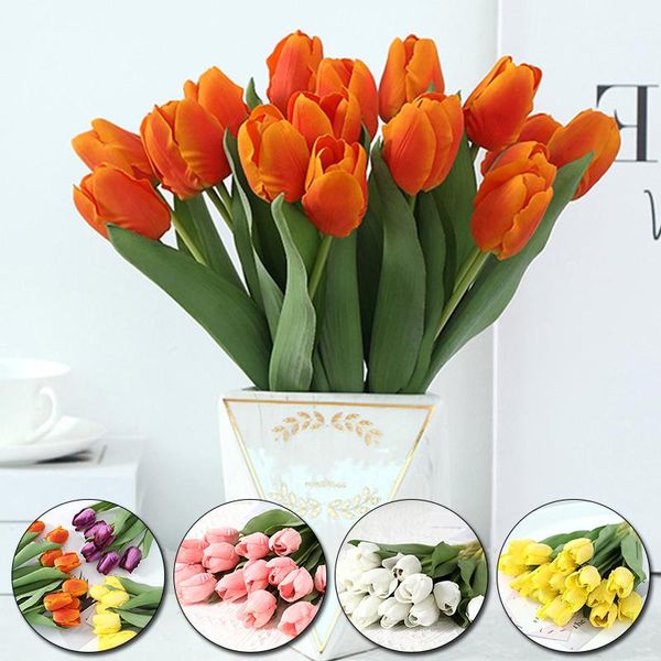 

1pc artificial flowers garden tulips real touch tulip bouquet decor mariage for home wedding decorations fake flower decorative & wreaths