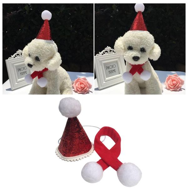 

dog apparel 2pcs pet costume christmas adorable attractive creative scarf party hat supplies for