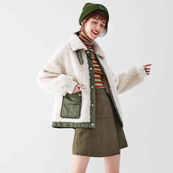 

women's fur & faux autumn winter coat clothes streetwear real korean vintage wool jacket sheep shearling zt3334 mkld, Black
