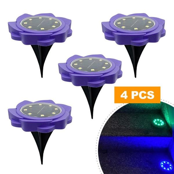 

8leds colored ground light petal shape solar powered garden landscape lawn lamp buried outdoor road stairs decking lamps