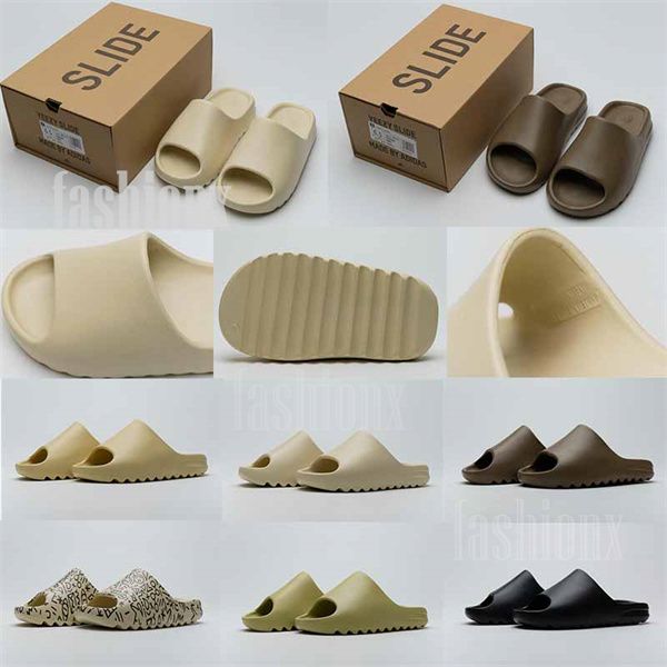 

2022 slides slippers sandals men women desert sand earth brown bone white pure core enflame orange resin foam runner slide outdoor slipper 3, Black