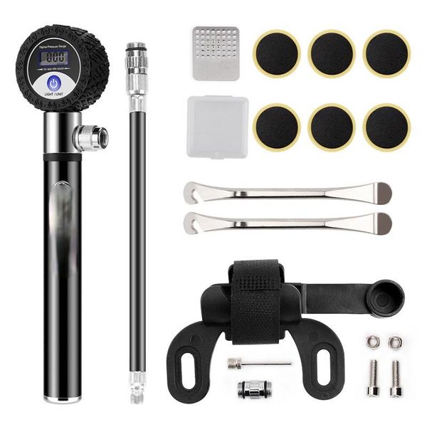 

tools digital display tire repair kit portable manual mountain bike aluminum alloy pump riding equipment