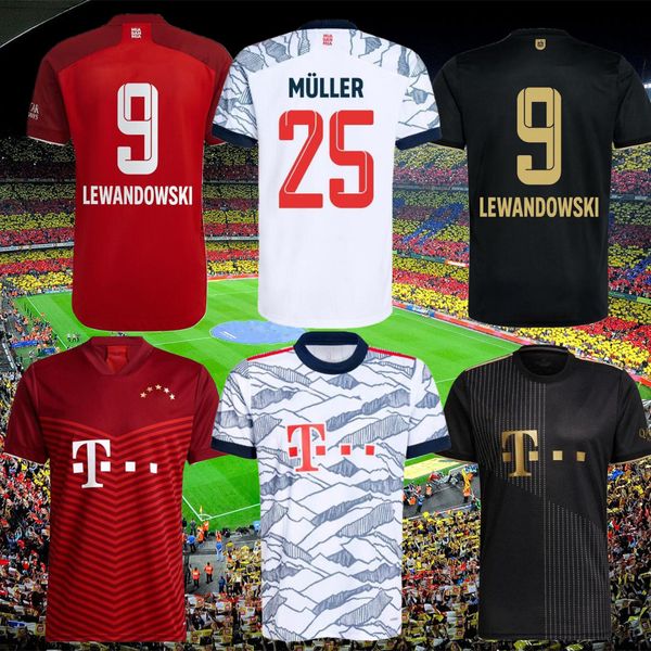 

bayern soccer jersey 21 22 lewandowski sane goretzka munich coman muller davies football shirt men + kids kit 2021 2022 humanrace fourth 4th, Black;yellow