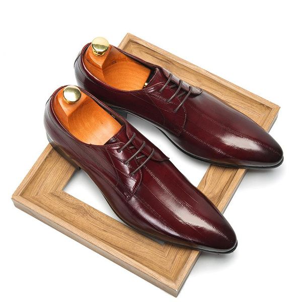 

dress shoes men business leather men's lace-up pointed toe comfortable, Black