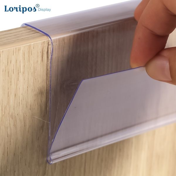 

clear plastic label holders sign display holder wire shelf price card transparent clip on data strip for storage bins basket