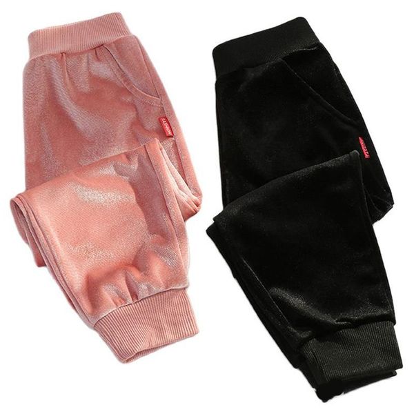 

trousers winter children pants warm thicken autumn 2021 fashion solid sweatpants girl boy gold velvet kids, Blue