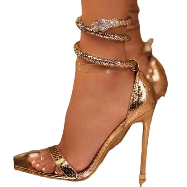 

dress shoes snake print women high heel sandals 2021, Black