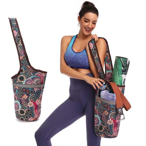 

fitness sports bag multifunction pocket fashion yoga mat canvas large capacity women gym bags outdoor travel