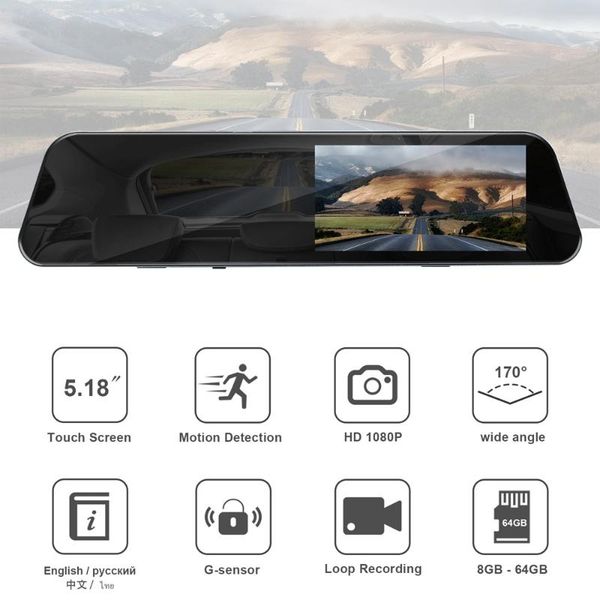 

dashcam touch screen 1080p car dvr auto camera streaming media dash cam dual lens night vision rearview mirror driving dvrs