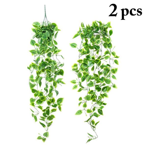

decorative flowers & wreaths 2pcs artificial plant vines wall hanging simulation rattan leaves branches green ivy leaf home party wedding de