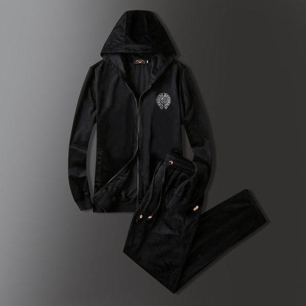 

spring and autumn korean velvet drilling hooded leisure sports suit men's sweater coat, Gray
