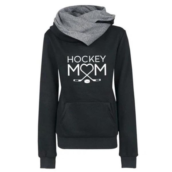 

hockey mom hoodie fashion clothes quote hoody graphic sweatshirt cotton jumper mother's day gifts art pullovers outfits women's ho, Black