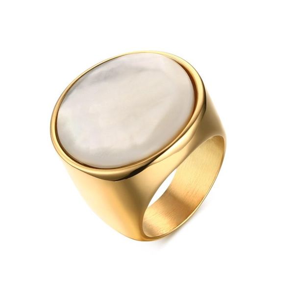 

wedding rings big round shell ring for women gold-color stainless steel engagement female jewelry gift r595g, Slivery;golden