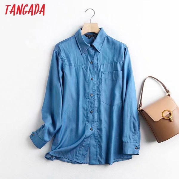 

women elegant blue thin denim long sleeve chic female casual loose shirt 4c68 210416, White