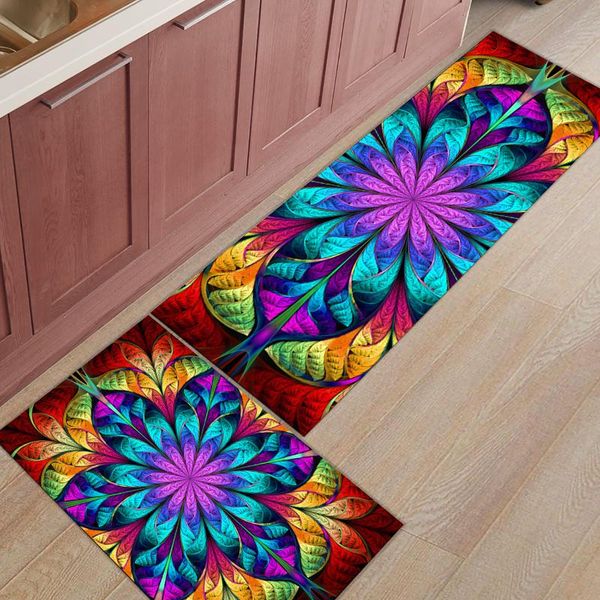 

mandala flower art kitchen rug bedroom entrance doormat home floor decor carpet bathroom anti-slip carpets